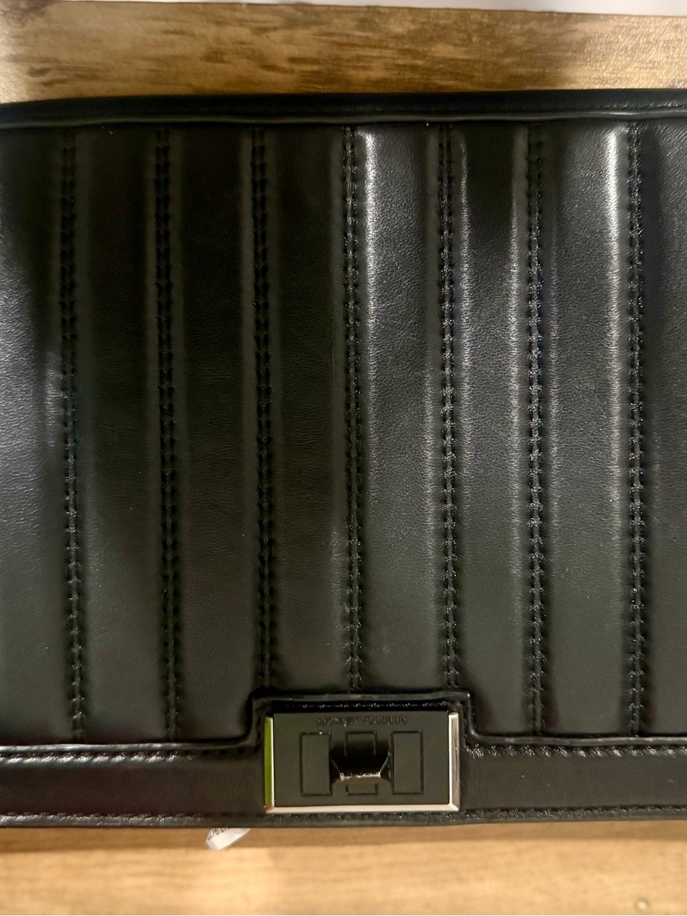 Rebecca Minkoff Black Leather Quilted Stripe Clutch